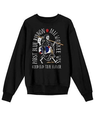 Pabst Blue Ribbon Men's Milwaukee Wi Good Old-Time Flavor Black Long-Sleeve Sweatshirt-3XL
