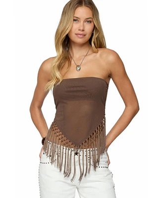 Edikted Women's Backless Sheer Mesh Strapless Top