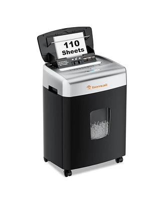 Bonsaii Paper Shredder for Office, 110-Sheet Autofeed Heavy Duty Shredder for Home Office Use, 30 Minutes/Micro Cut/P-4 High Security Level/6 Gallon L