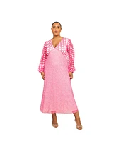 Fashion-szn Curve Plus Vibrant Polka Dot Mesh Midi Dress