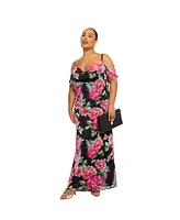 Fashion-szn Curve Plus Elegant Short Sleeve Floral Maxi Dress