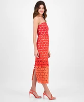 Sam Edelman Women's Dotted Lace Strapless Midi Dress