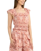 Bcx Juniors' Flutter-Sleeve Smocked Top