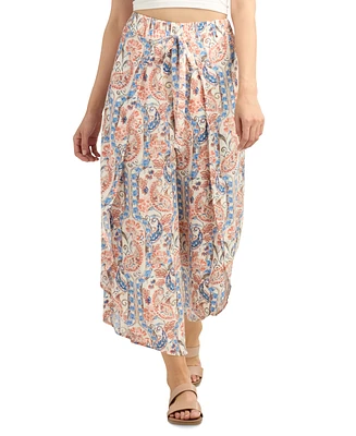 Bcx Juniors' Printed Wrap Dolphin-Hem Pants