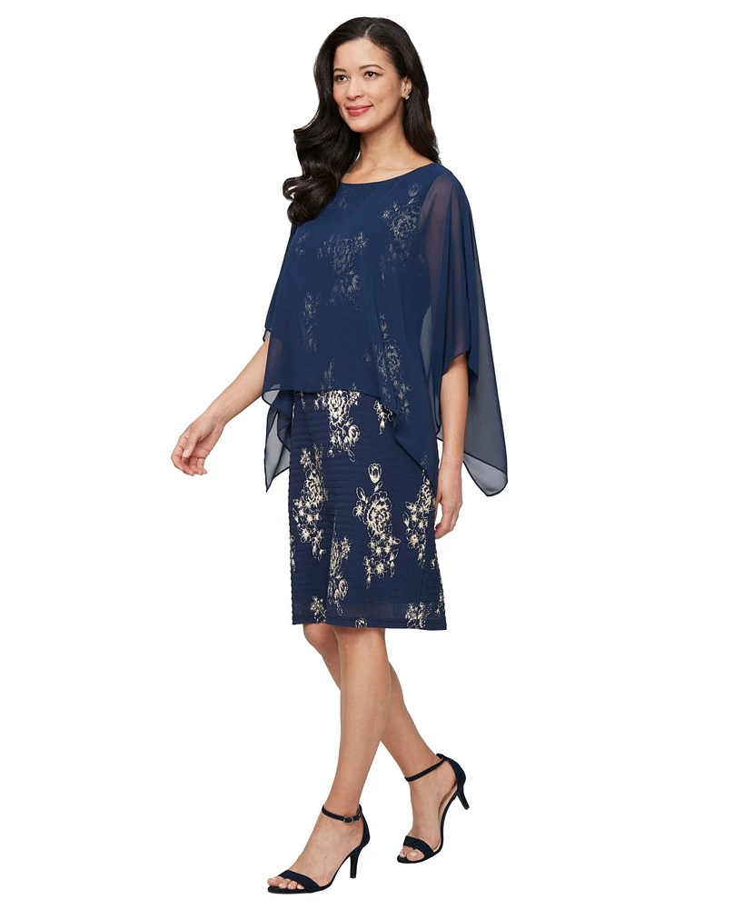 Sl Fashions Petite Round-Neck Sheath Dress