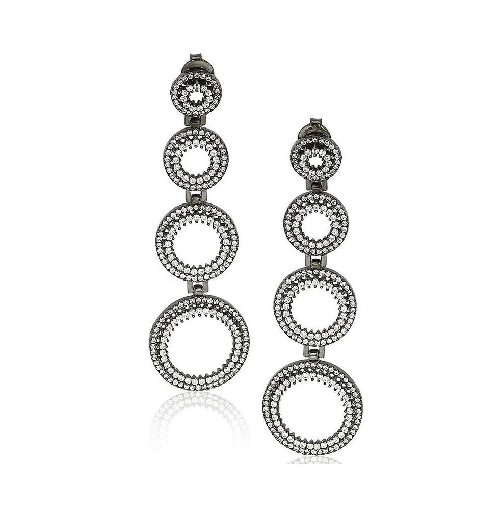 Suzy Levian Sterling Silver Cubic Zirconia Graduating Circle Earrings