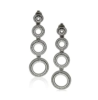 Suzy Levian Sterling Silver Cubic Zirconia Graduating Circle Earrings