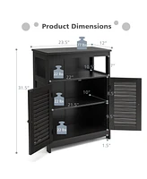 Wood Freestanding Bathroom Storage Cabinet with Double Shutter Door