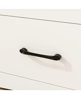 Multi-purpose changing table with three drawers, baby changing station with changing table top and drawers, white wood