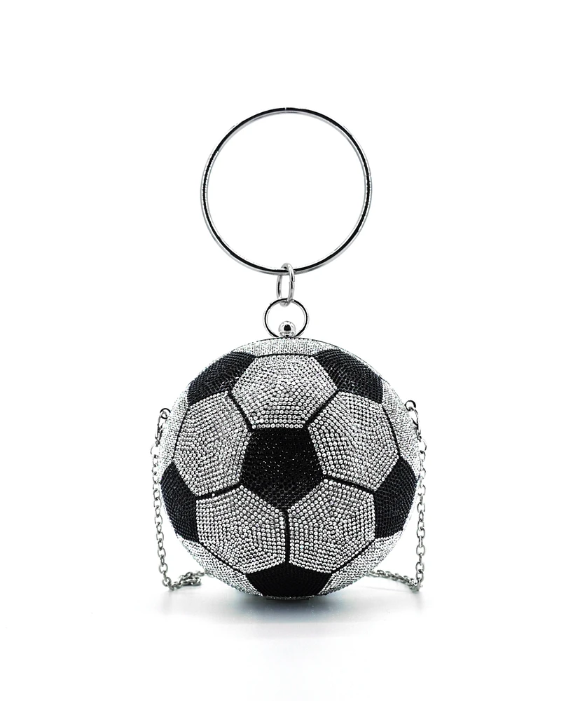 Like Dreams Striker Small Rhinestone Soccer Clutch Bag