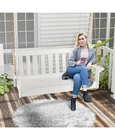 Gymax 54'' Hdpe Porch Swing Outdoor Patio Hanging Chair w/ Cup Holder Adjustable Chain