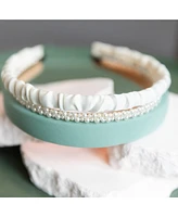 Classic Headband Set - Green + Cream + Pearl