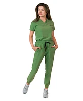 Medgear Women's 1-Pocket Top Knit Rib Cuff Jogger Pants Set