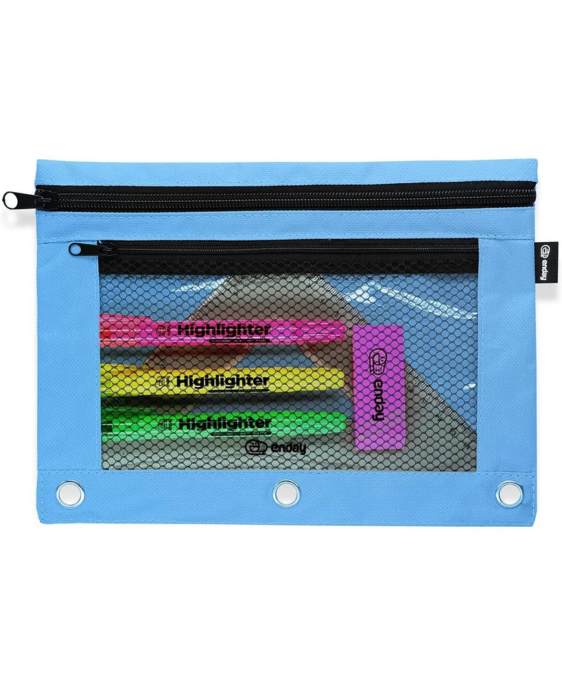 Enday Pink Pencil Pouch for 3 Ring Binder, Zippered Binder Pouches, Case Large Bags f