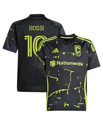 Adidas Big Boys and Girls Diego Rossi Black Columbus Crew 2025 The Goosebumps Kit Replica Player Jersey