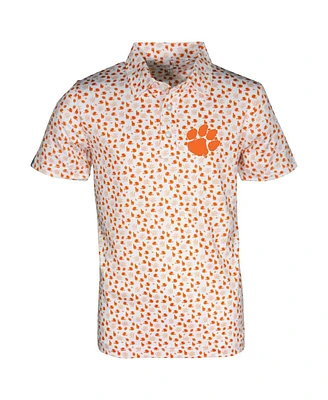 Garb Toddler White Clemson Tigers Earnest Allover Print Polo Shirt