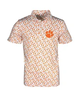 Garb Toddler White Clemson Tigers Earnest Allover Print Polo Shirt