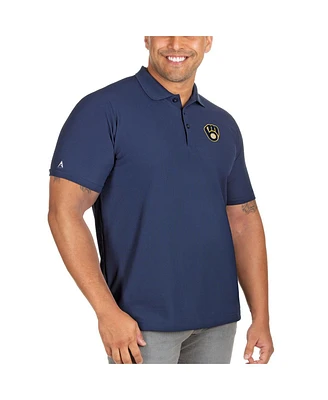 Antigua Men's Navy Milwaukee Brewers Big Tall Legacy Pique Polo Shirt