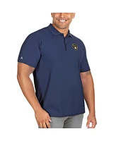 Antigua Men's Navy Milwaukee Brewers Big Tall Legacy Pique Polo Shirt