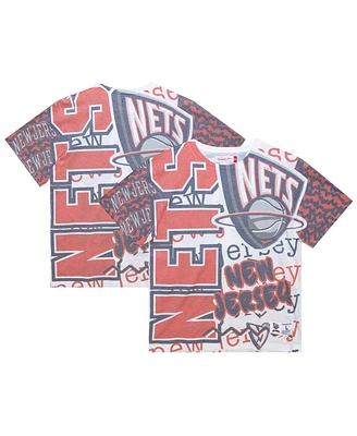 Mitchell & Ness Men's White New Jersey Nets Jumbotron 2.0 Sublimated T-Shirt