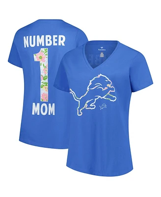 Fanatics Women's Blue Detroit Lions Plus Mother's Day Floral V-Neck T-Shirt