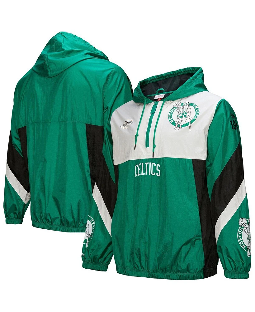 Mitchell & Ness Men's Kelly Green Boston Celtics Hardwood Classics Team Origins Anorak Quarter-Zip Windbreaker Jacket