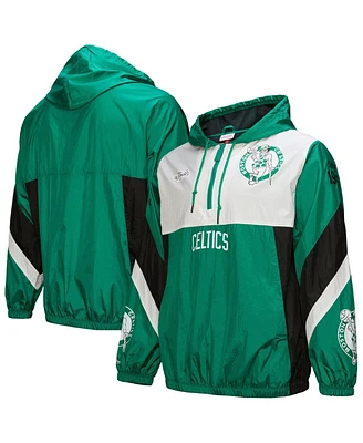 Mitchell & Ness Men's Kelly Green Boston Celtics Hardwood Classics Team Origins Anorak Quarter-Zip Windbreaker Jacket