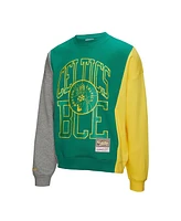 Mitchell & Ness Men's and Women's Kelly Green Boston Celtics Hardwood Classics Split 3 Pullover Sweatshirt