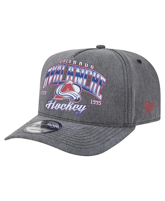 New Era Men's Charcoal Colorado Avalanche Throwback Washed A-Frame Pre-Curved 9FIFTY Snapback Hat