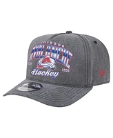 New Era Men's Charcoal Colorado Avalanche Throwback Washed A-Frame Pre-Curved 9FIFTY Snapback Hat