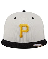 New Era Men's Cream/Black Pittsburgh Pirates Two-Tone Corduroy 59FIFTY Fitted Hat