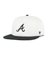 '47 Brand Men's White/Black Atlanta Braves Foundation Captain Snapback Hat