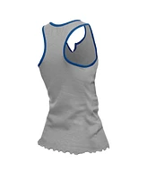New Era Women's Silver Detroit Lions Lettuce Hem Notch Neck Tri-Blend Tank Top