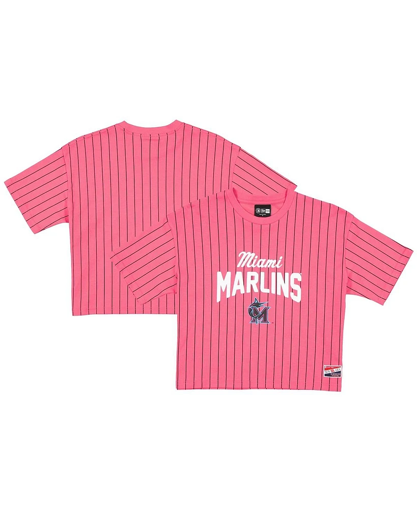 New Era Women's Pink Miami Marlins 2025 City Connect Pinstripe T-Shirt
