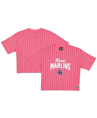 New Era Women's Pink Miami Marlins 2025 City Connect Pinstripe T-Shirt