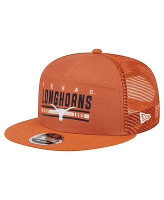 New Era Men's Orange Texas Longhorns Split Panel 9FIFTY Snapback Trucker Hat