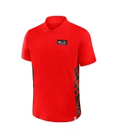 Formula 1 Men's Red Tempo Halftone Grid Panel Quarter-Zip Polo Shirt