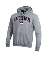 Champion Men's Heather Gray UConn Huskies Arched Logo Fleece Pullover Hoodie
