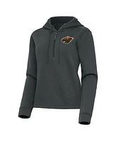 Antigua Women's Pewter Minnesota Wild Contemporary Quarter-Zip Hoodie