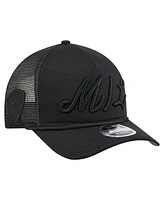 New Era Men's Black Milwaukee Brewers City Initial 9FORTY A-Frame M-Crown Adjustable Trucker Hat