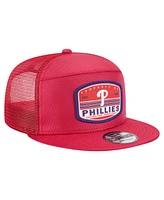 New Era Men's Red Philadelphia Phillies Split Panel 9FIFTY Trucker Snapback Hat