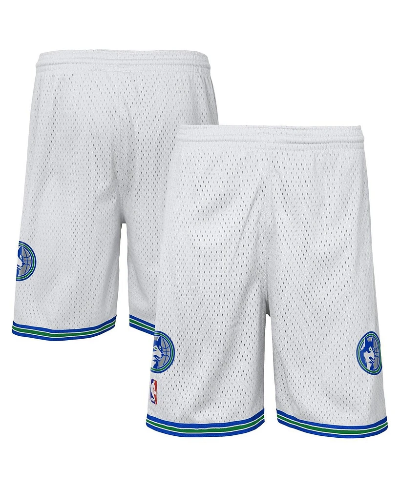 Mitchell & Ness Big Boys and Girls White Minnesota Timberwolves Swingman Shorts