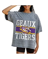 Gameday Couture Women's Gray Lsu Tigers On the Ball Oversized T-Shirt