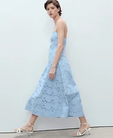 Mango Women's English Embroidered Strapless Dress