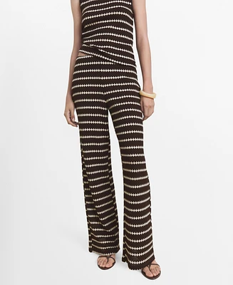 Mango Women's Geometric Print Knitted Pants