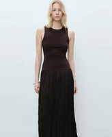 Mango Women's Combined-Fabric Long Dress