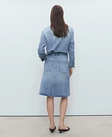 Mango Women's Denim Midi Skirt