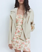 Mango Women's Strapless Floral Dress