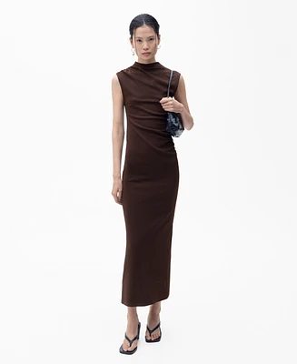 Mango Women's Perkins Collar Draped Dress