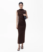 Mango Women's Perkins Collar Draped Dress